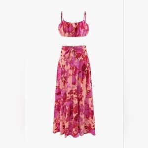 Floral Print Cami Top and Midi Skirt Set